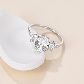 EAMTI 3CT 925 Sterling Silver Wedding Rings for Women Oval Cut Cubic Zirconia Engagement Promise Rings for Her Size 7