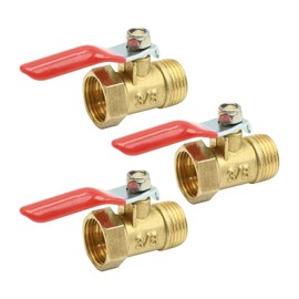 VIKKSAER 3/8"Inch Brass Mini Ball Valve Shut Off Switch Male X 3/8" NPT Female Thread Pipe Fitting, Brass Inline Mini Ball Valve Shut Off Switch 3PCS