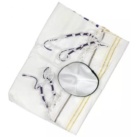 Jewish prayer shawl Purple BASIC Tallit 72X22 FREE kippah Mezzuza & Shima Prayer