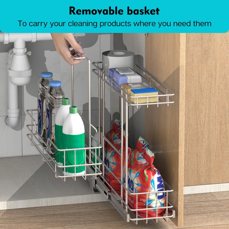 STORKING 2 Pack Under Sink Organizer 9" W X18 D,
