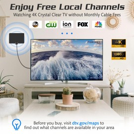 TV Antenna Indoor, 2024 Upgraded Digital TV Antenna for Local Channels, HDTV Antennas for Smart/Old TV Indoor with 12 FT Cable 360° Reception 4K 1080p a028