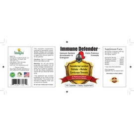 Ganoderma Lucidum ,  Shiitake ,  Maitake , Cordyceps Sinensis Immune System Defender, to Boost & Defend Your Immune System. 180 Vegan Capsules