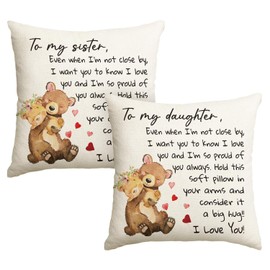 AVOIN colorlife to My Daughter My Sister Throw Pillow Covers, 18 x 18 Inch Sister Daughter Lady Girls Birthday Family Cushion Case from Mum Dad Sister Brother Set of 2