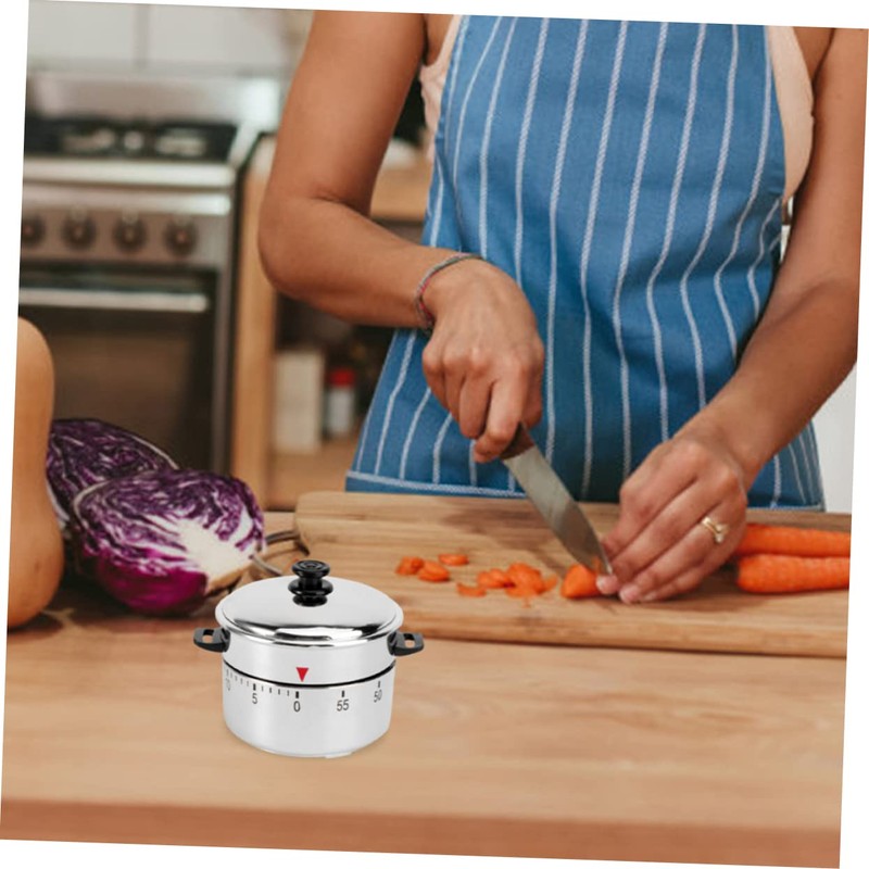 Ciieeo 2Pcs Stainless Steel Cooking Timer Manual Mechanical Countdown Timer