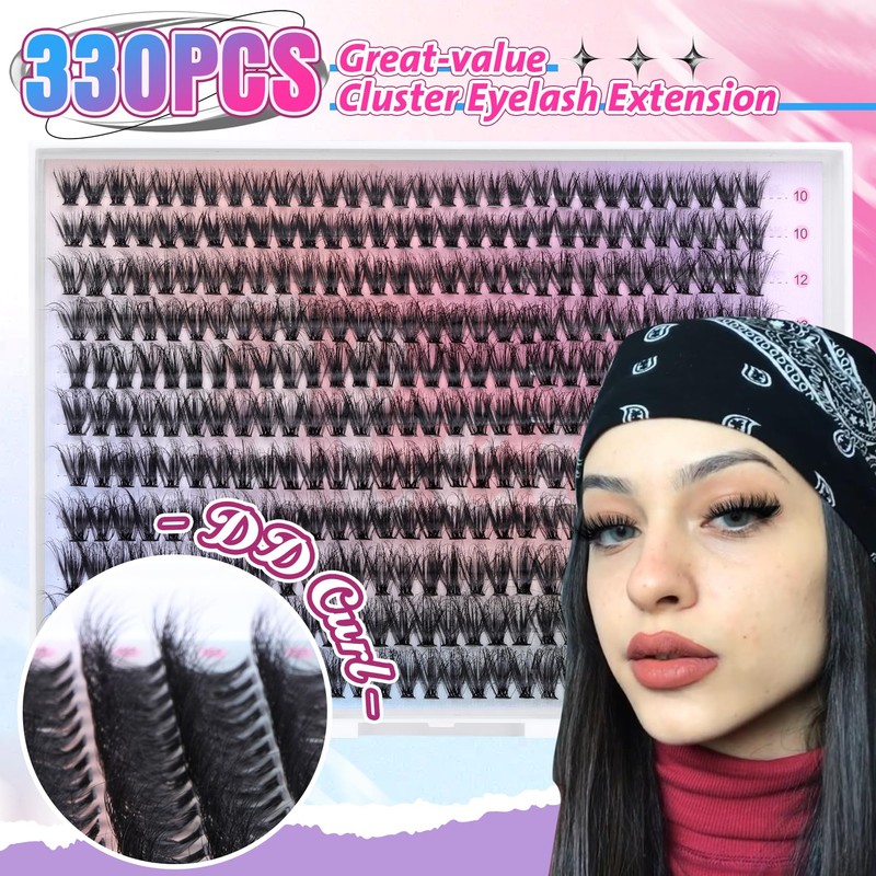 Lash Clusters 330Pcs Cluster Eyelash Extensions 40D Individual Lashes Fluffier