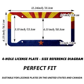 Arizona Flag License Plate Frame Stainless Steel License Plate Frame Rust-Proof auto Parts Colored License Plate Cover Trim with Screw Dimensions, 12.2 "x 6.3"