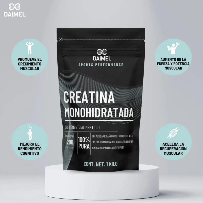 Creatina Monohidratada Daimel 1kg 200 Porciones Sabor Natural