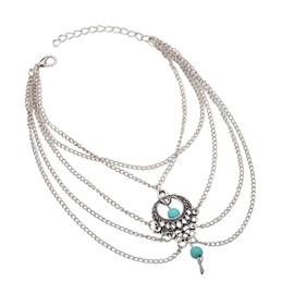 SHAPE Trendy Silver Foot Anklet Chain Link with Blue Beads | Fashionable Multi-Layer Women Anklet | Waterproof and Tarnish-Free Foot Jewelry for Women | Comfortable Light to Wear | Jewelry Gift