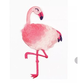 Fabric Editions Crafty Chic Iron On sew on Patch Applique flamingo