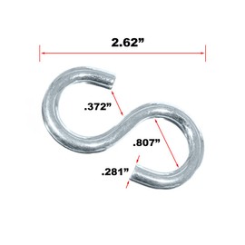 Super Strong Metal Hanging S Shaped Hooks – Heavy Duty –Comes in Thickness of 9/32 Inch, and 2 ½ Inch Overall Length (5 Pack)
