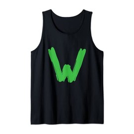 Creative Bold Green Letter W - Design Alphabet - Marker Tank Top
