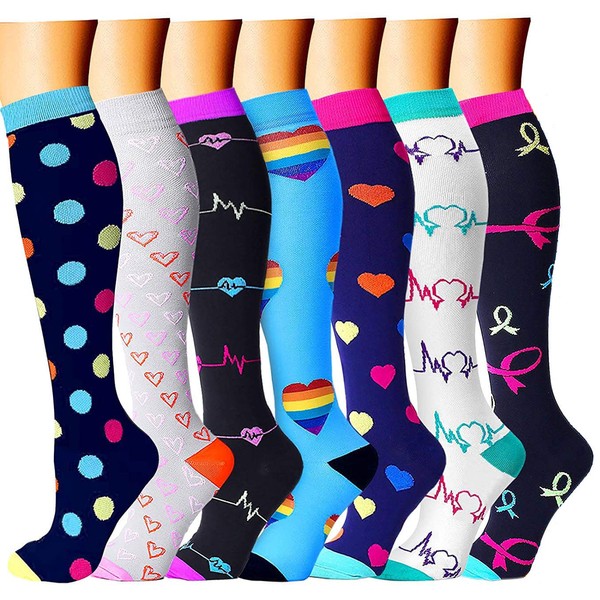 Compression Socks for Men & Women 7 Pairs Circulation 15-20