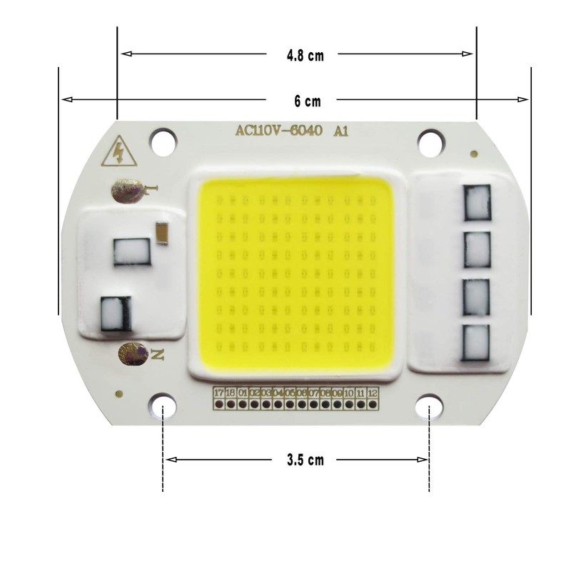 Tesfish 2PCS LED COB Chip 50W 110V White Light Engine