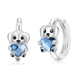 YEESIA Sterling Silver Hypoallergenic Panda/Koala/Dog Earrings Animal Earrings with Heart Crystal Cute Jewellery Gifts for Women Daughter Animal Lovers, Unit size, Sterling Silver, Crystal