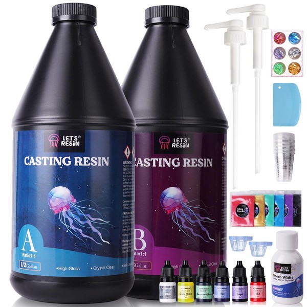 LET'S RESIN 1 Gallon Casting Epoxy Resin with Pumps, Crystal