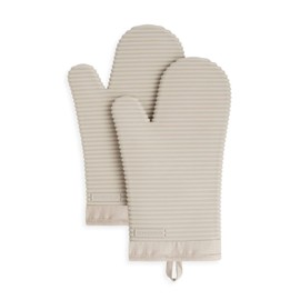 KITCHENAID Ribbed Soft Silicone Oven Mitt 2-Pack Set, 7.5"x13", Milkshake