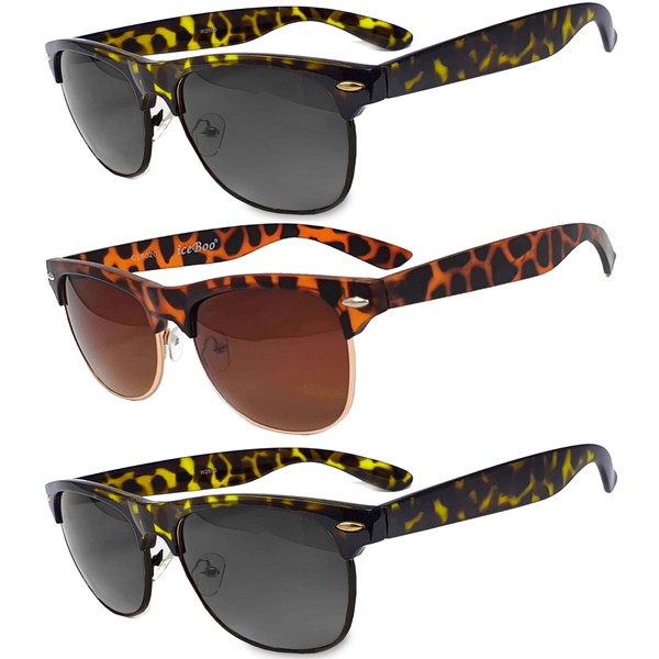 iceBoo Pack of 3 Sunglasses, UV400 CAT.3 Protection Lenses Turtle
