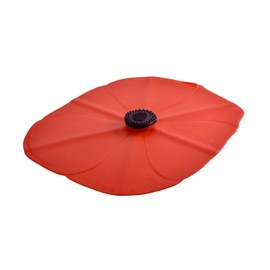 Charles Viancin - Poppy Oblong Lid Red - Silicone Lid for Food Storage and Cooking - 10''x14'' + 35x25cm - Airtight Seal on Any Smooth Rim Surface
