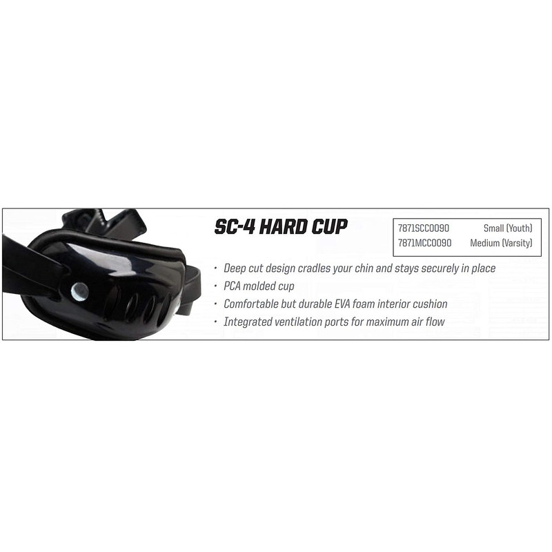 Schutt Sports SC-4 Hard Cup Chinstrap, White, Medium