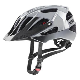 uvex Quatro - Safe MTB Helmet for Men and Women - Individual Size Adjustment - Adjustable Visor - Rhino Black - 52-57 cm