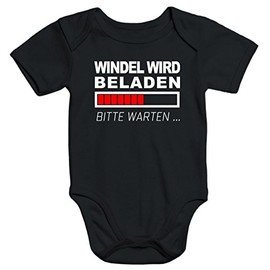 MoonWorks Funny Baby Bodysuit with German Print, Cotton, Short Sleeve - Black