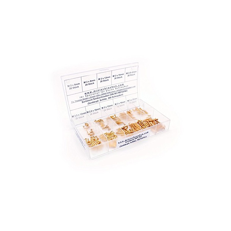 Assortment Box with 200 Small Countersunk Screws in Accordance with
