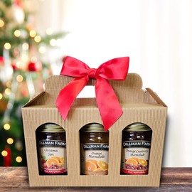 Dillman Farm All Natural Premium Preserves Giftboxes (Christmas Jam, Orange Marmalade, Orange Cranberry Marmalade)-Gluten-Free, Non-GMO, Vegan, Kosher, Eco-Friendly, Preservative Free, Corn Syrup Free - Made in USA, 16oz each. Gourmet Holiday Gifts, Hostess Gifts, Corporate Gifts, Special Occasions. (Christmas Jam, Orange Marmalade, Orange Cranberry Marmalade)