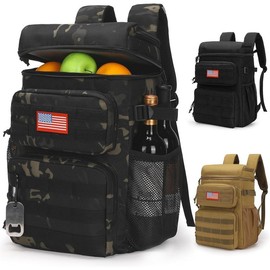 Tactical Backpack Cooler,Soft Lightweight Leakproof Cooler Backpack,Insulated Cooler Bag,Portable Soft Cooler Bag Waterproof for Beach, Travel, Camping, Picnic, Hiking - Color: Black Camo
