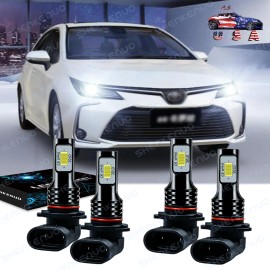 SHENKENUO For Toyota Corolla 2009-2014 2015 2016 4x LED Headlight High Low Beam Bulbs