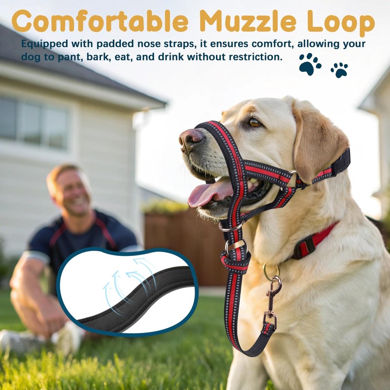 BARKLESS Muzzle Leash for Heavy Pullers, No Pull Stylish Head