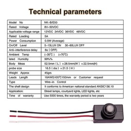 ZORZA 2Pcs Dusk to Dawn Switch 12V-48V DC Photocell Sensor Auto ON Off Light Control Switch for Stree Lamps Courtyard Corridor Lighting System