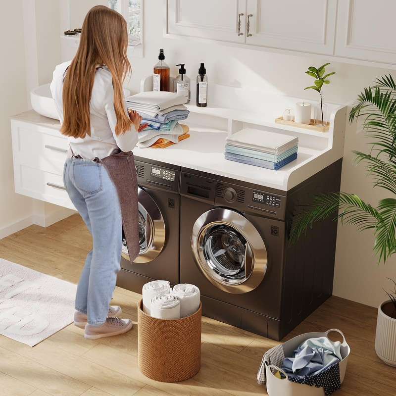 Corbyles 2-Tier Washer Dryer Countertop with 2.75"H Edge Rails, 54"