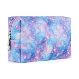 Vipdeal Makeup Bag For Girls, Travel Cosmetic Bag For Teens Girls Kids Cute Small Makeup Bag for Purse Waterproof Zipper Pouch, Galaxy Purple
