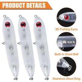 Catfish Rattling Line Float Lure for Catfishing, Demon Dragon Style Peg Catfish Spook Rattle Floats for Santee Rig Blanks Unpainted Fishing Lures with 3D Eyes, 20pcs