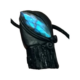 Spirit Warrior. Raw Tourmaline Necklace Labradorite Crystal Pendant. Mens Crystal Gift with Healing Crystals and Stones. Spiritual Jewelry (Style B)