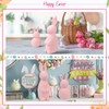 TaoQ C 2 Pack Easter Bunny Figurines Pink Resin Rabbit