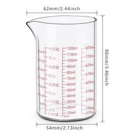 Aeseusia Glass Measuring Cup 120ML(4OZ), Made of High Borosilicate, V-Shaped Spout Glass Liquid Measuring Beaker