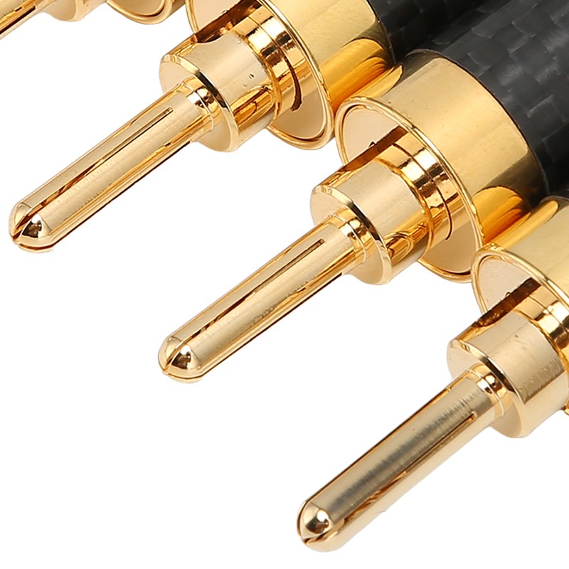 4Pcs Banana Plug Brass Gold Plated Black Carbon Fiber Shell