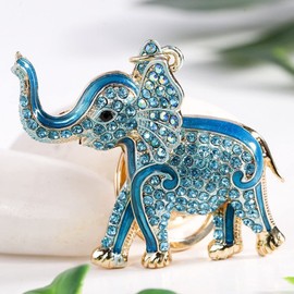 Buachois Keyring, Purse Charm, Cute Elephant Keychain, Zinc Alloy Cute Rhinestone Pendant Ornaments Handbag Decorative Accessories for Car(Blue)