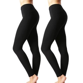Zenana Outfitters Women's Full Length Cotton Solid Legging, 2pack-blk-blk, Small