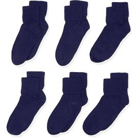 Jefferies Calcetines para niñas 2-6X sin costuras, paquete de 6 pares, marino, X-Small