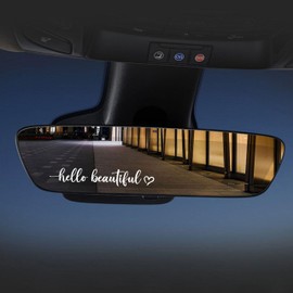 3Pcs Hello Beautiful Car Stickers,Rearview Mirror Accessories Car Stickers and Decals for Women, Hello Beautiful Car Decals, Stocking Stuffer Gifts Idea