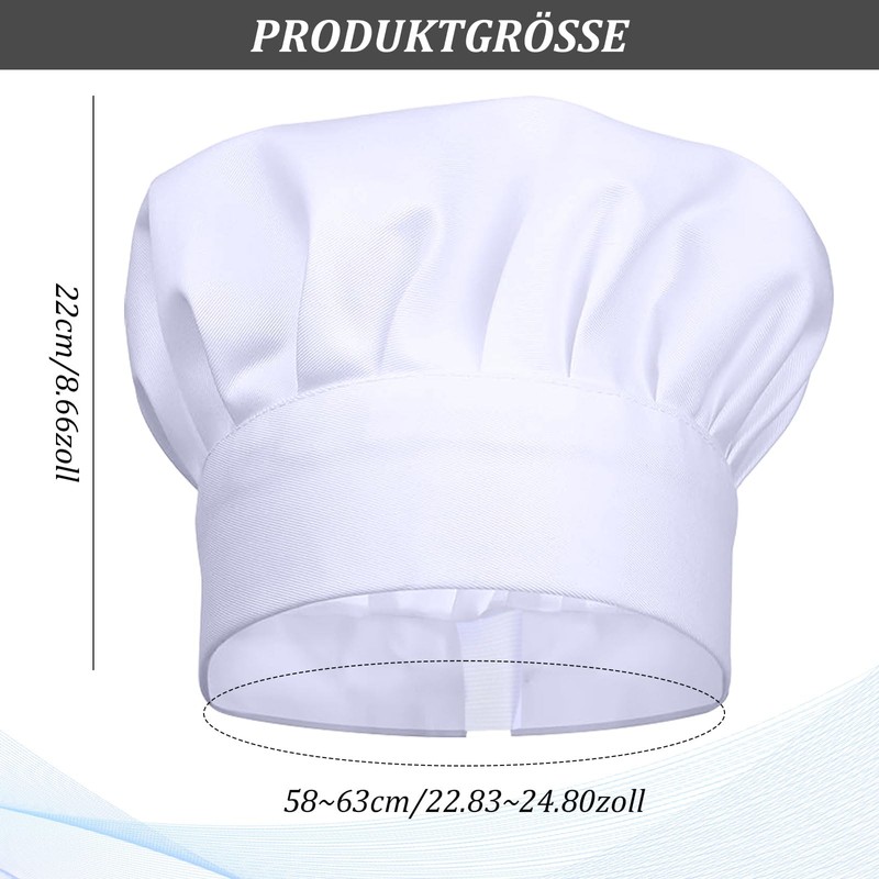 Risipu Chefs Hat with Elastic Band, Unisex Chef Hat with