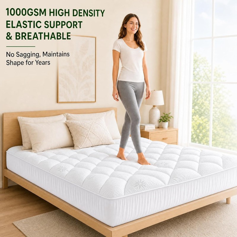 Waterproof Mattress Topper Queen - Extra Thick Breathable Bamboo Mattress