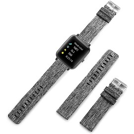 Compatible for NZKEEYZI Smart Watch Band, Sahouden Breathable Nylon Woven Fabric Replacement Strap Compatible with NZKEEYZI L20/YIYEBFU L20/Aukire L20 Smartwatch (Black+Gray)