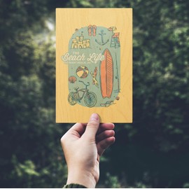 Bethany Beach, Delaware, The Beach Life, (4x6 Birch Wood Postcards, 2-Pack Stationary, Rustic Home Wall Decor)