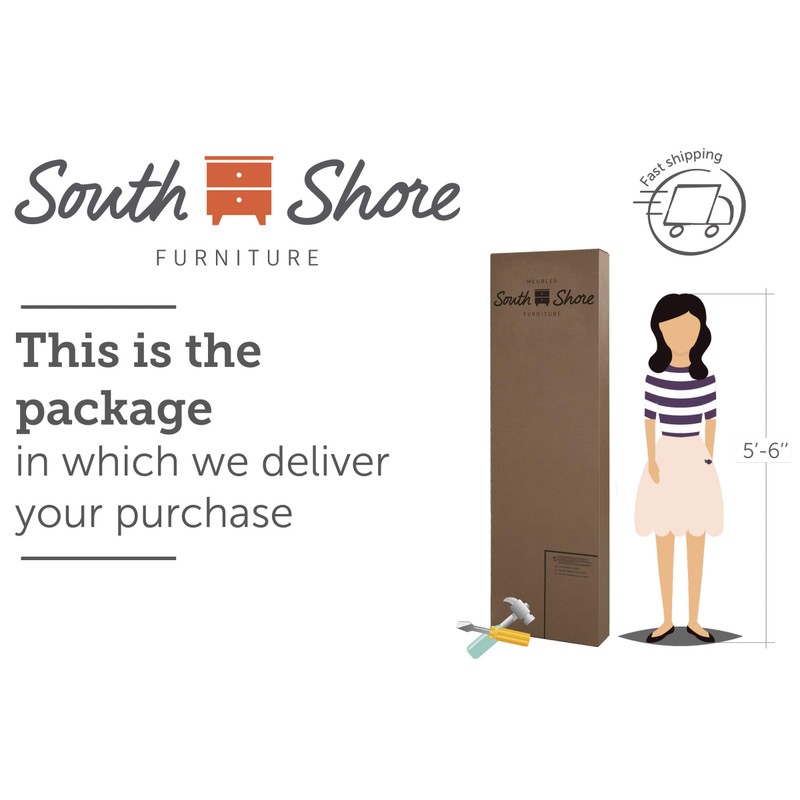 South Shore Fusion Bookcase Headboard Pure White, Contemporary