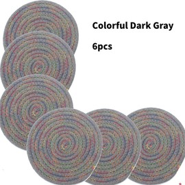 6PCS Premium Handmade Cotton Rope Woven Placemats - Heat Insulating Round Coasters for Kitchen Table, Thickened Casserole Mats, Perfect for Serving and Dinner Parties