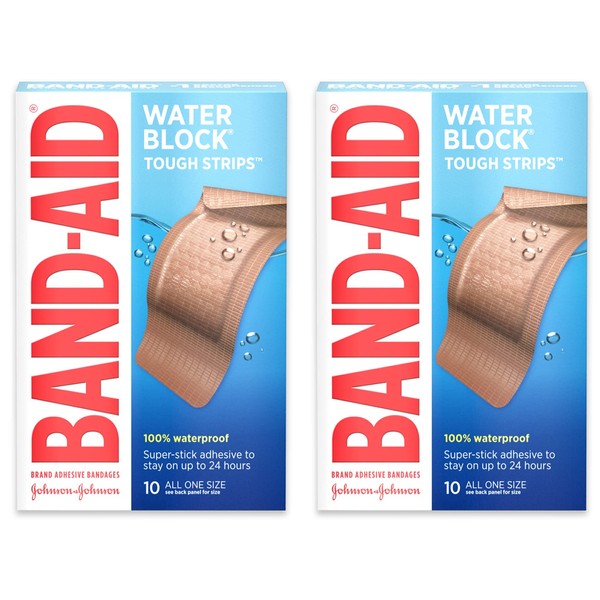 Band-Aid Brand Adhesive Bandages, Extra Large Tough Strips, Waterproof, 10 Count (Pack of 2)