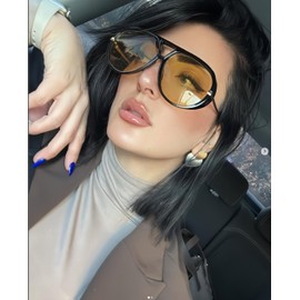 Cesunies Trendy Oversized Aviator Sunglasses for Women Men Retro Big Round Sun Glasses Vintage Shield Shades CS012